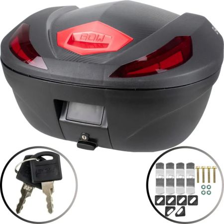 Bau Bauleto Moto 47 Litros Gow Preto Base Fixação Univelsal